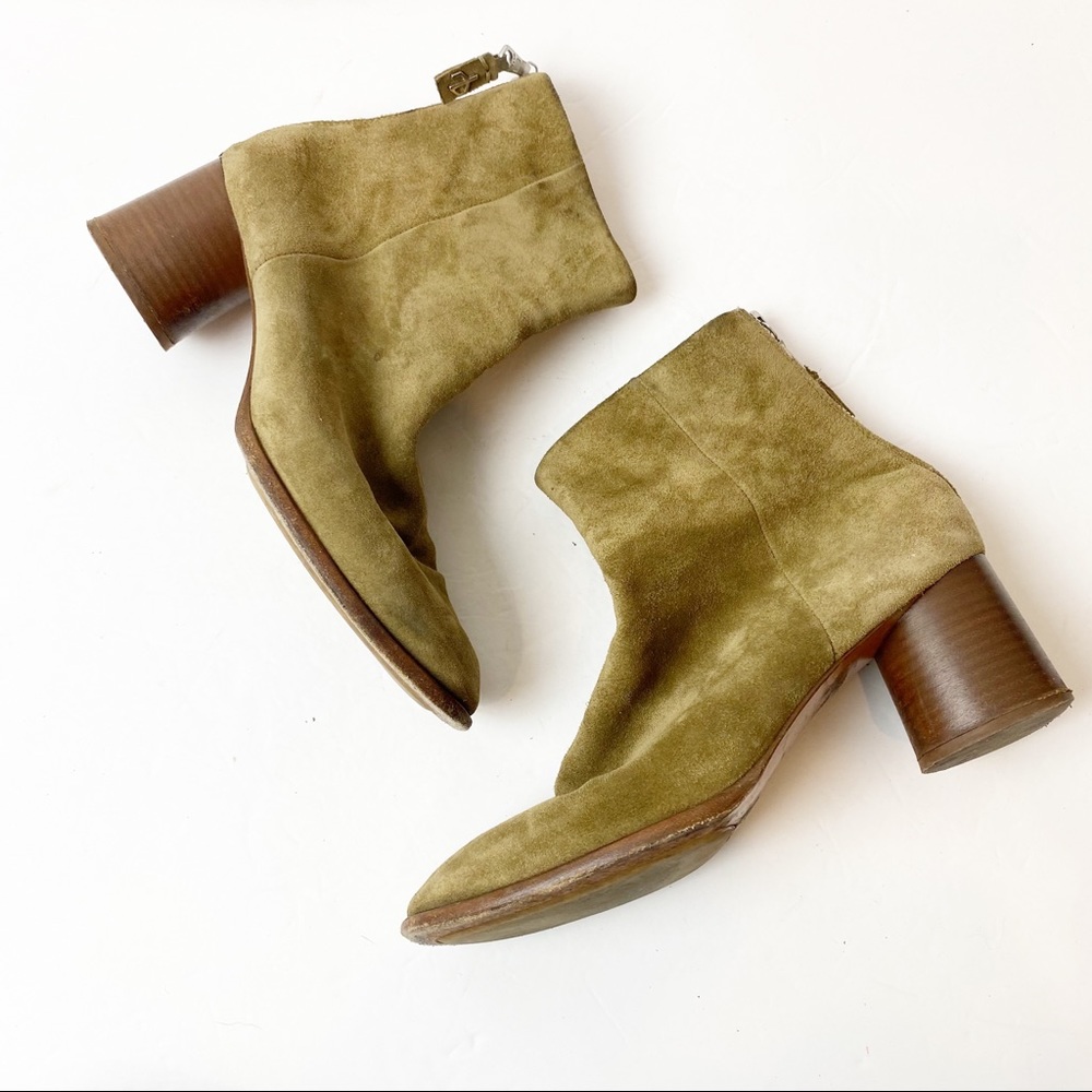 Rag & Bone | Olive Suede Circle Heel Boots Booties